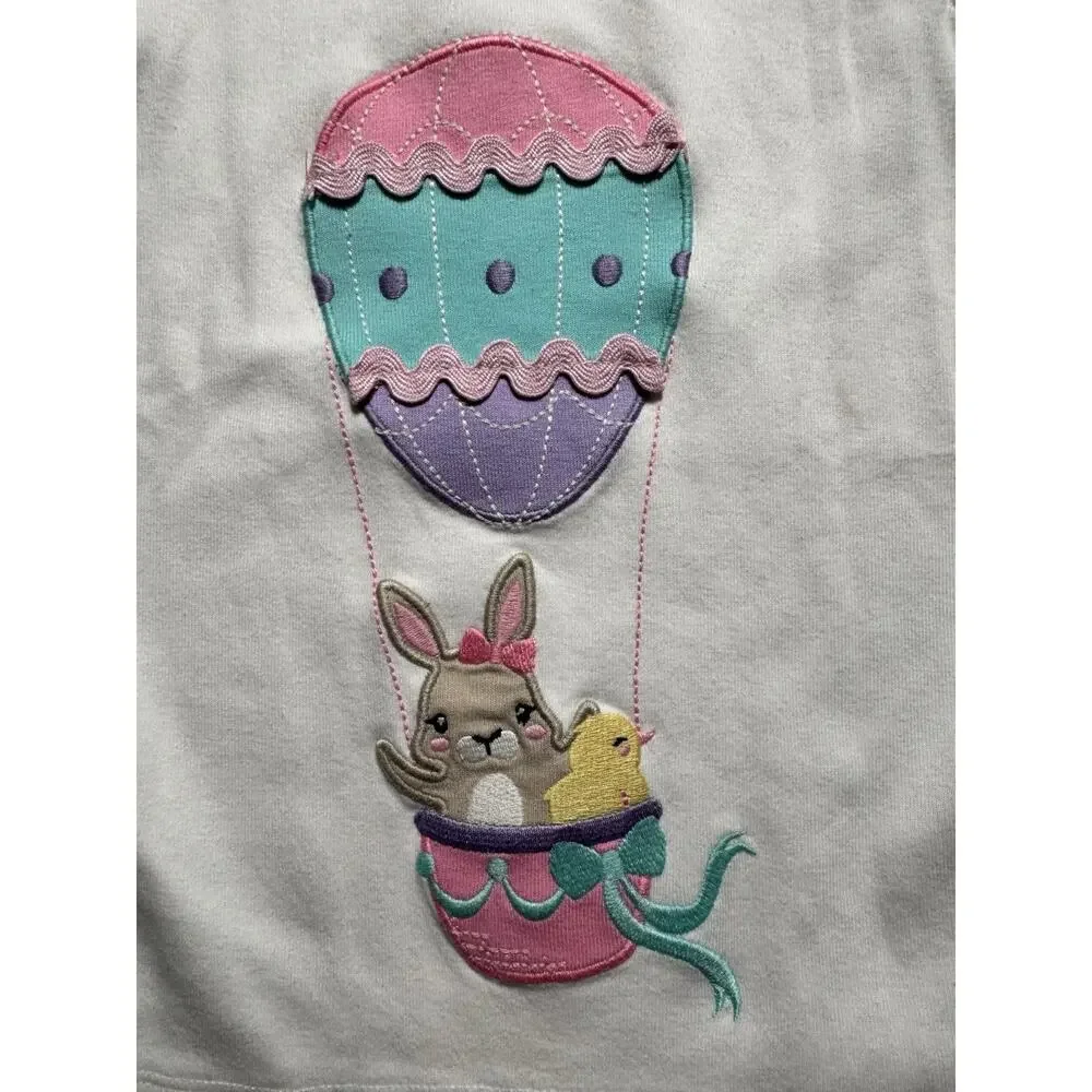 Gymboree Girls 3T Easter Bunny Chick Hot Air Balloon Flutter Sleeve Shirt Top
